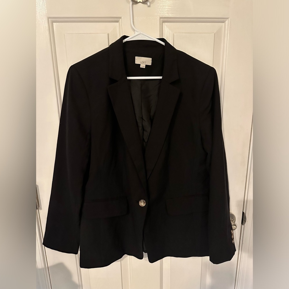 LOFT - Size 14 - Black Linen Blazer